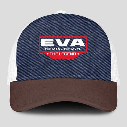 The Man The Myth The Legend Navy Brown And White Mesh Cap EVA 13K1 C200PF