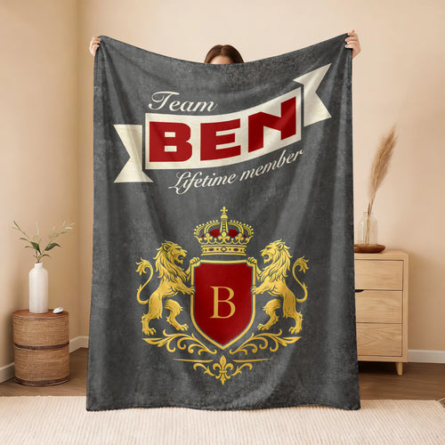 Team Your Name Lifetime Member Charcoal Blanket BEN 13K1 BK20