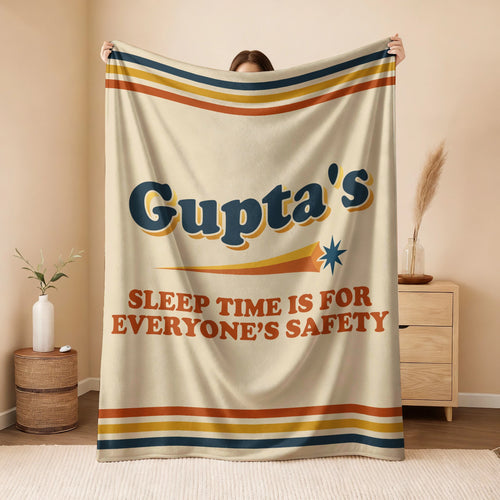 Your Name's Sleep Time Funny Retro Fleece Blanket GUPTA 13K1 BK67