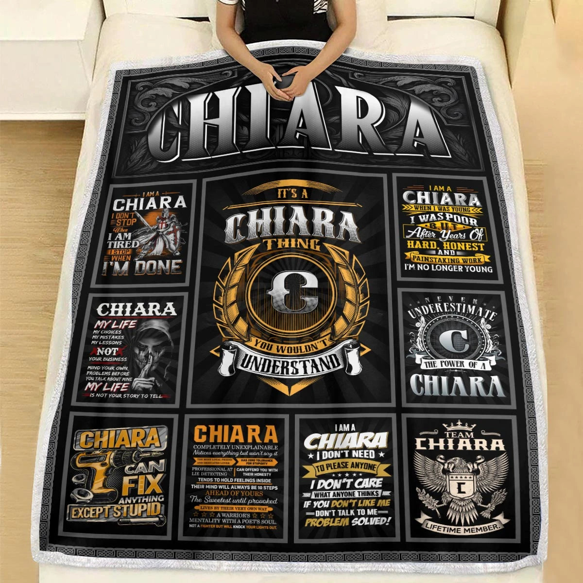 CHIARA Personalized Blanket | Custom Name Cozy Throw Gift 13K4-BK2
