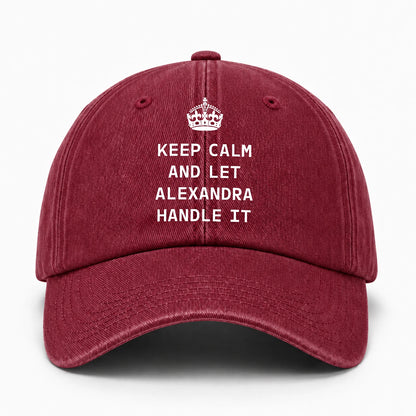 Keep Calm & Let Your Name Handle It Royal Burgundy Washed Cap ALEXANDRA 13K1 C106PF