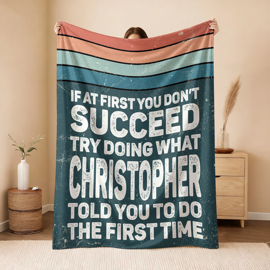 If At First You Don’t Succeed Retro Green Fleece Blanket CHRISTOPHER 13K1 BK29