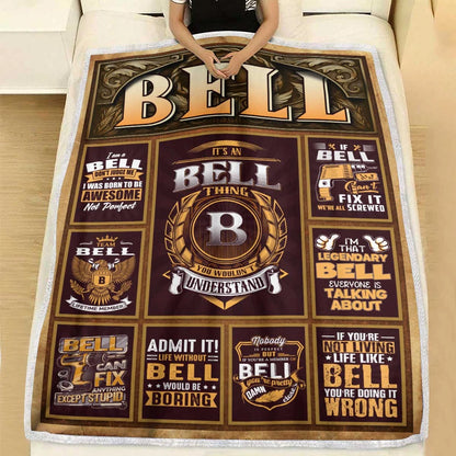 BELL Personalized Blanket | Custom Name Cozy Throw Gift 13K1-BK4