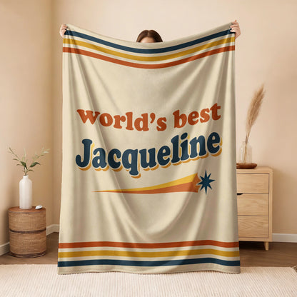 World's Best Your Name Retro Fleece Blanket JACQUELINE 13K1 BK64