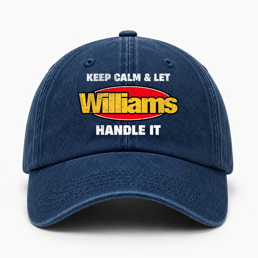 Keep Calm & Let Your Name Handle It Yellow And Red Logo Washed Cap WILLIAMS 13K1 C172PF
