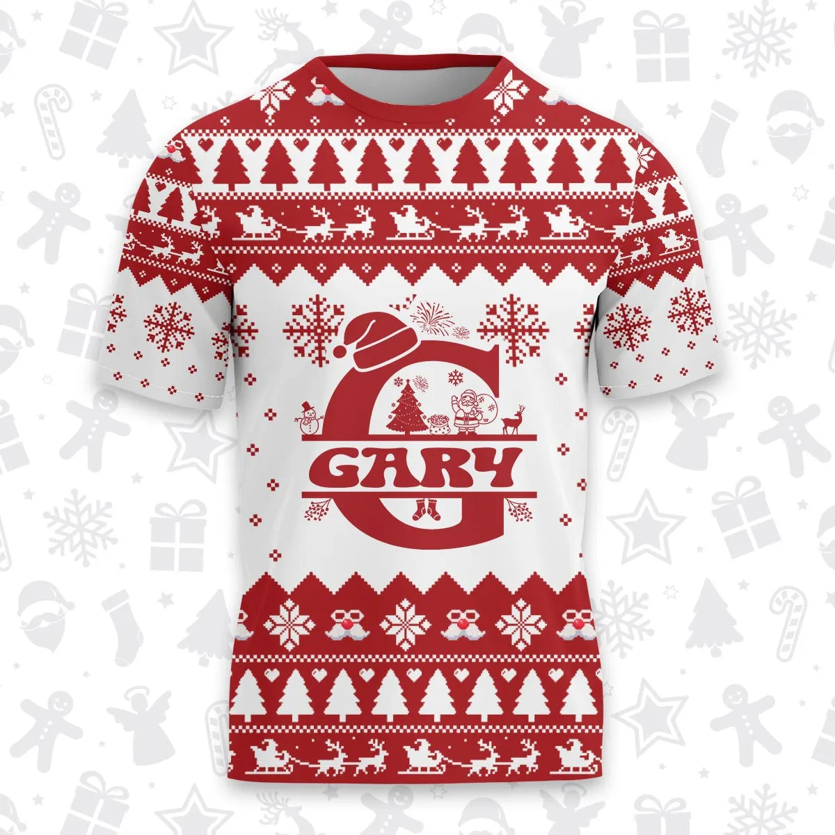 GARY Personalized Christmas T-Shirt Pajama Set - Holiday Gift Outfit 13K1-CR2