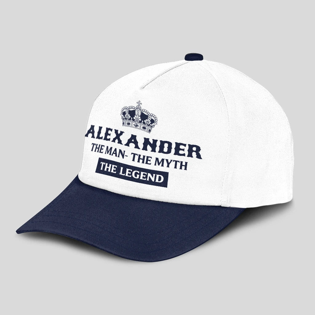 The Man The Myth The Legend King Crown Blue And White Cap ALEXANDER 13K1 C147PF
