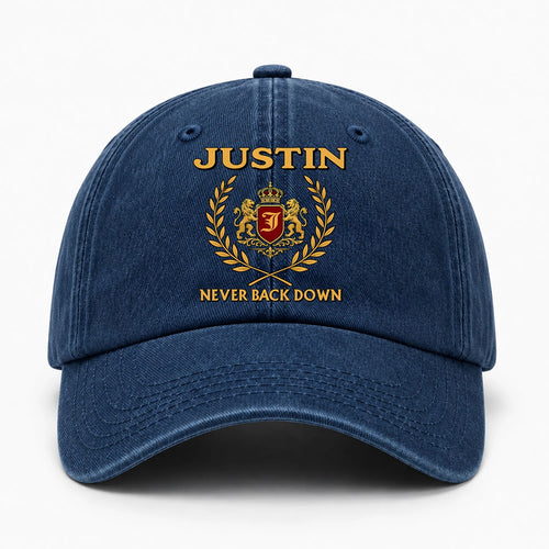 Never Back Down Royal Blue Denim Cap JUSTIN 13K1 C60PF