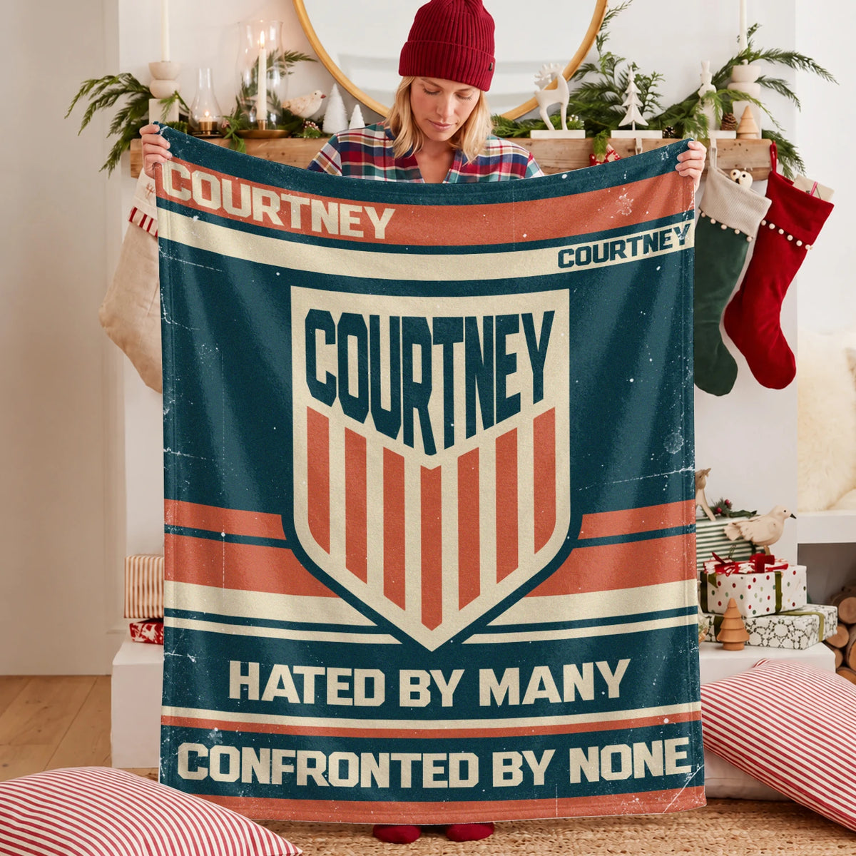 Hated By Many Confronted By None Retro Fleece Blanket COURTNEY 13K1 BK58