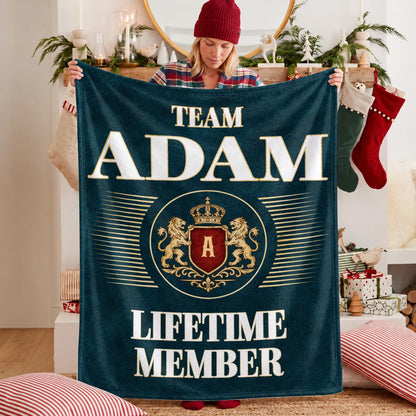Team Your Name Lifetime Member Sage Green Fleece Blanket ADAM 13K1 BK42