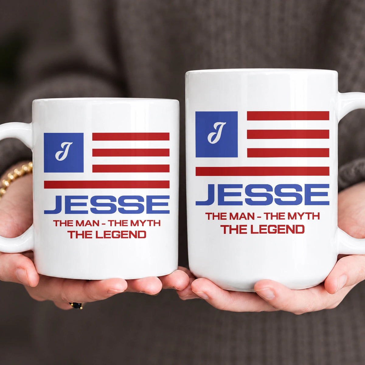 The Man The Myth The Legend American Flag Mug JESSE 13K1 MG18