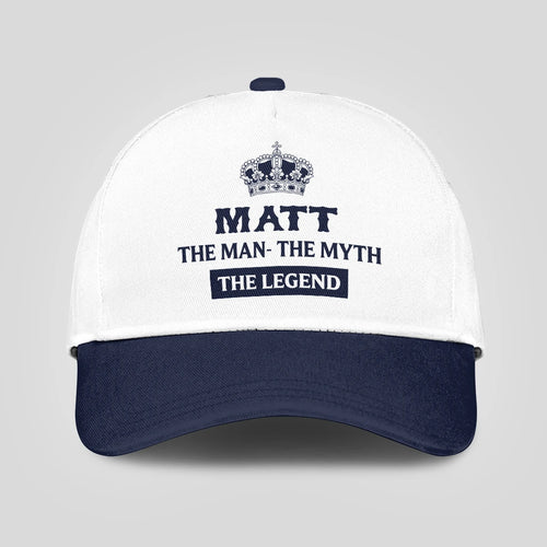 The Man The Myth The Legend King Crown Blue And White Cap MATT 13K1 C147PF