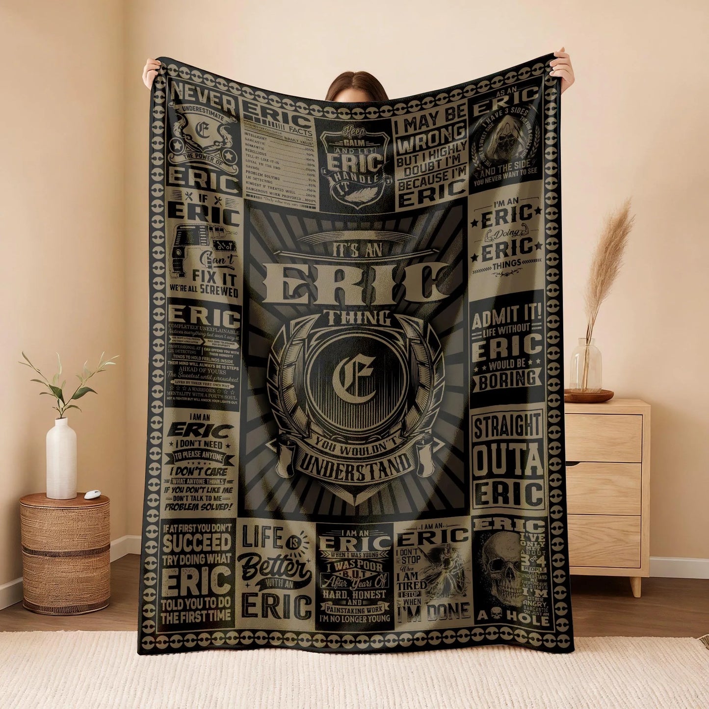 ERIC Personalized Blanket | Custom Name Cozy Throw Gift 13K1-BK3