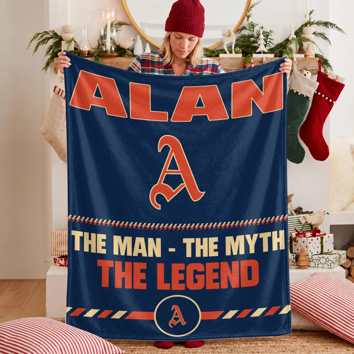 The Man The Myth The Legend Retro Fleece Blanket ALAN 13K1 BK53