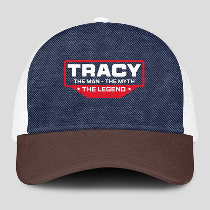 The Man The Myth The Legend Navy Brown And White Mesh Cap TRACY 13K1 C200PF