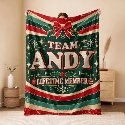 Team Your Name Lifetime Member Christmas Fleece Blanket ANDY 13K1 BK52