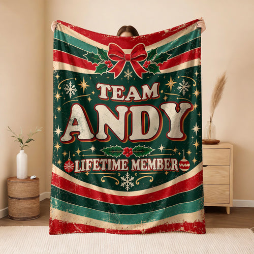 Team Your Name Lifetime Member Christmas Fleece Blanket ANDY 13K1 BK52