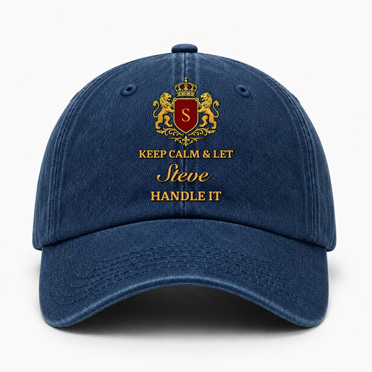 Keep Calm & Let Your Name Handle It Royal Blue Washed Cap STEVE 13K1 C115PF