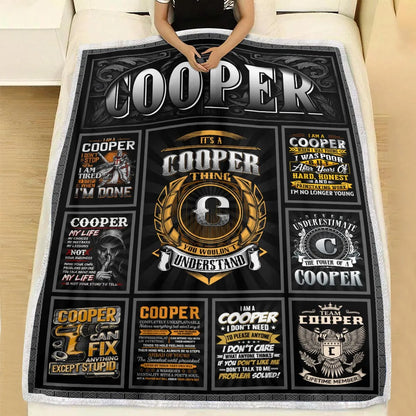 COOPER Personalized Blanket | Custom Name Cozy Throw Gift 13K1-BK2