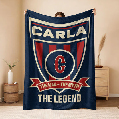 The Man The Myth The Legend Blue Burgundy Baseball Blanket CARLA 13K1 BK18