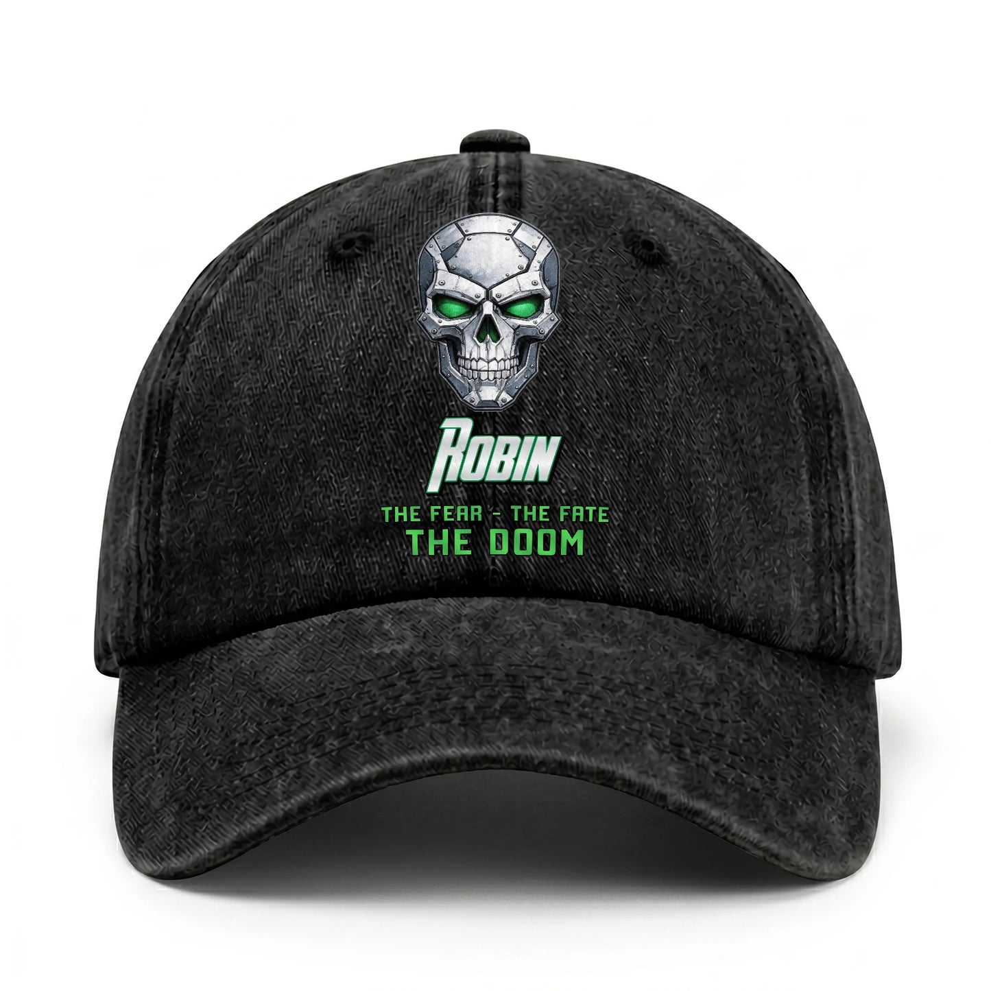 The Fear The Fate The Doom Skull Washed Cap ROBIN 13K1 C99PF