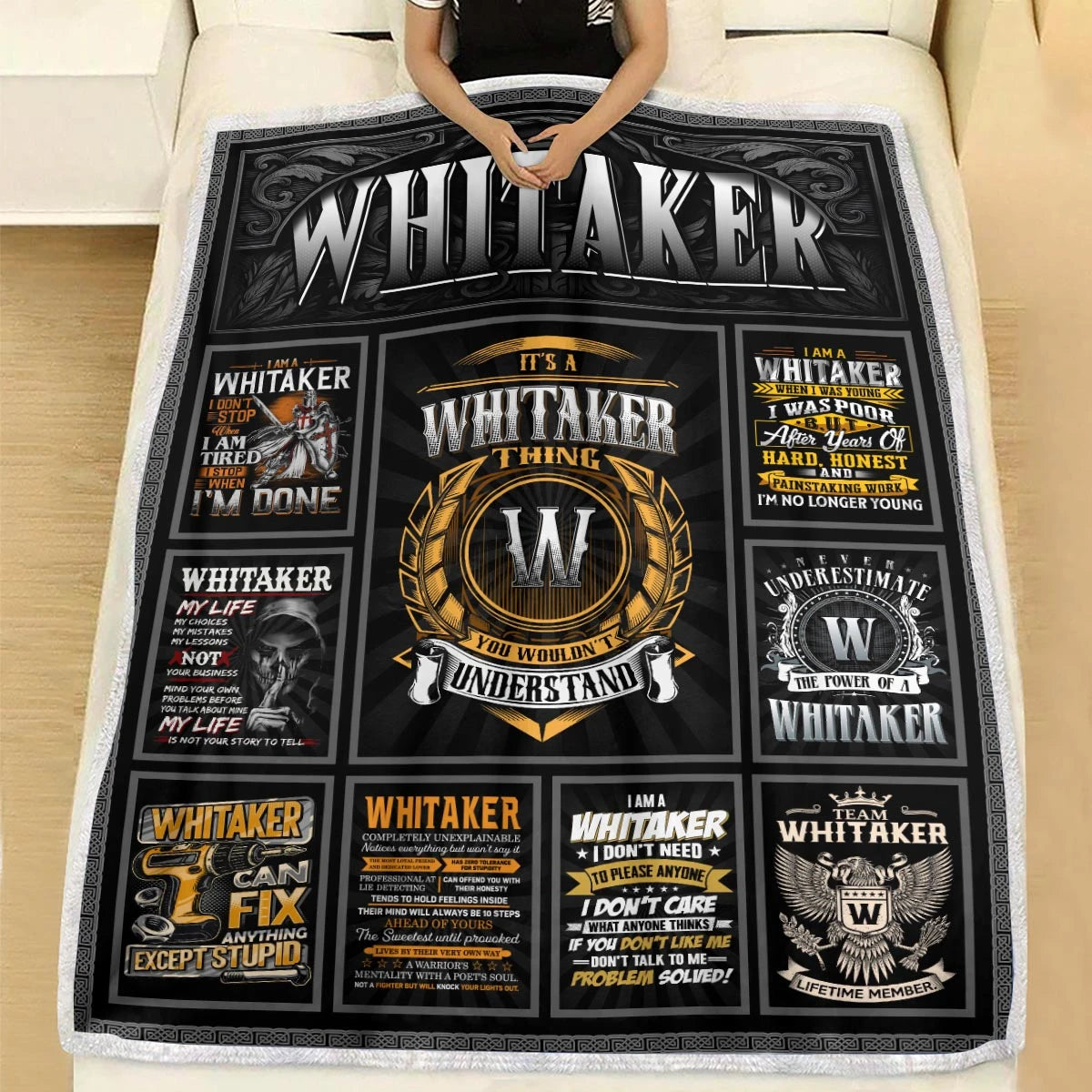 WHITAKER Personalized Blanket | Custom Name Cozy Throw Gift 13K5-BK2