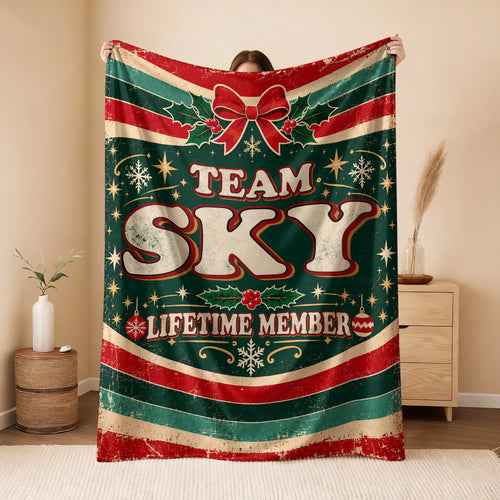 Team Your Name Lifetime Member Christmas Fleece Blanket SKY 13K1 BK52