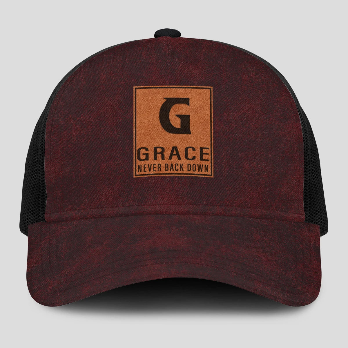 Never Back Down Burgundy And Black Mesh Cap GRACE 13K1 C208PF