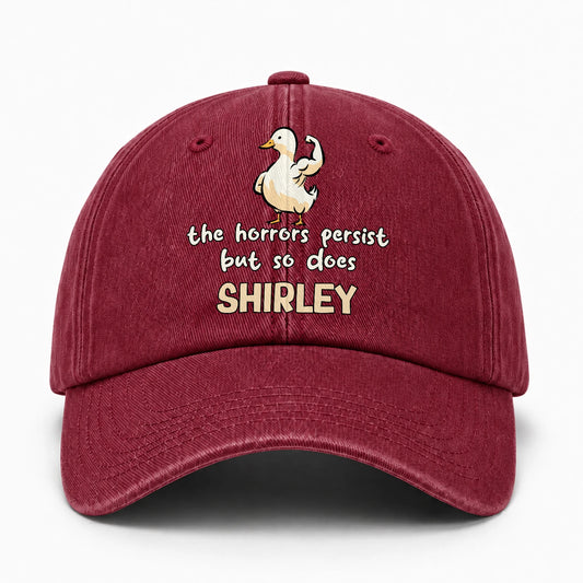 The Horrors Persist But So Does Your Name Funny Goose Burgundy Washed Cap SHIRLEY 13K1 C126PF