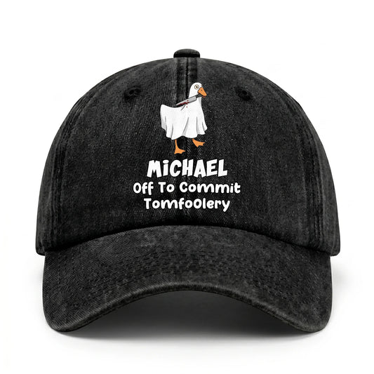 Off To Commit Tomfoolery Funny Goose Washed Cap MICHAEL 13K1 C131PF