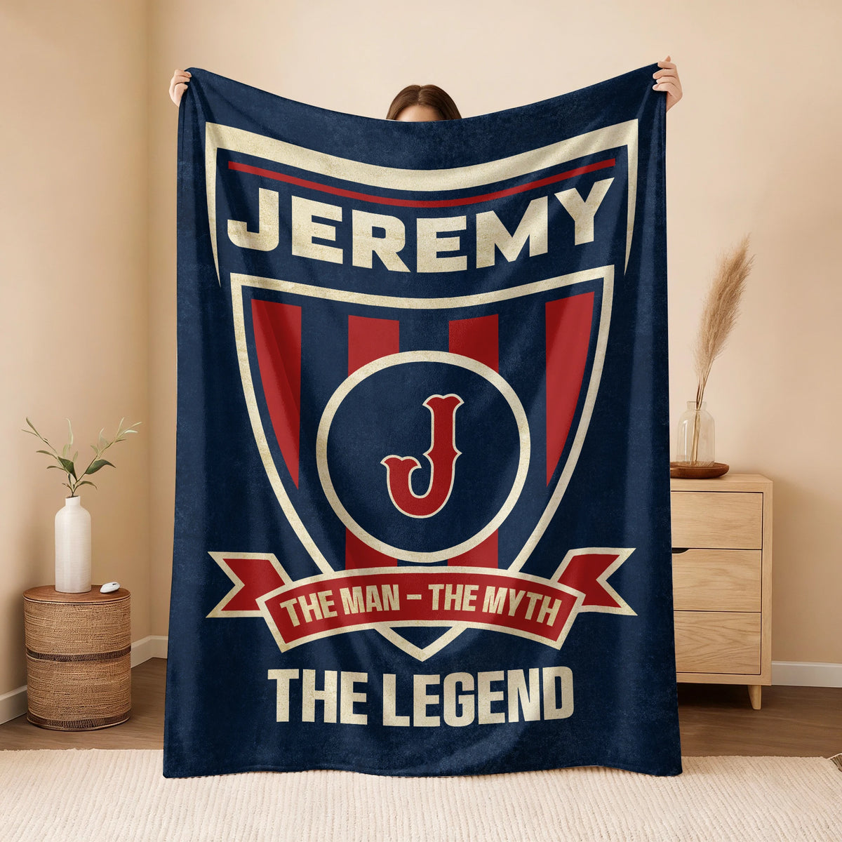 The Man The Myth The Legend Blue Burgundy Baseball Blanket JEREMY 13K1 BK18
