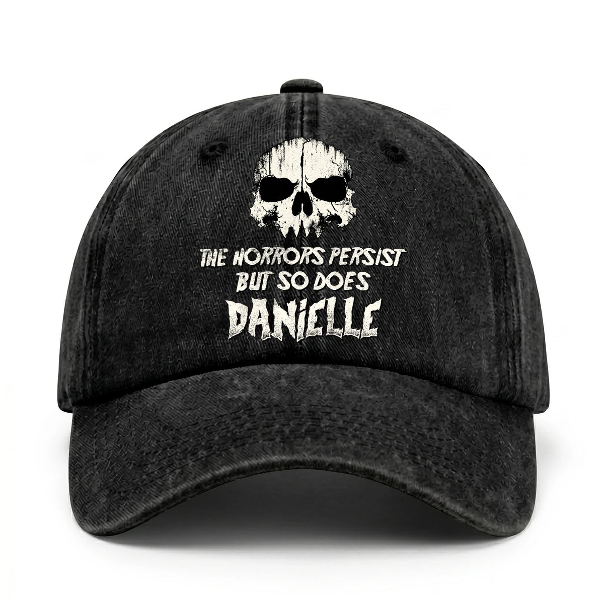 The Horrors Persist But So Does Your Name Cool Skull Washed Cap DANIELLE 13K1 C134PF