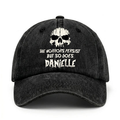 The Horrors Persist But So Does Your Name Cool Skull Washed Cap DANIELLE 13K1 C134PF