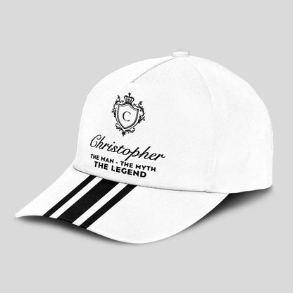 The Man The Myth The Legend Navy And White Striped Cap CHRISTOPHER 13K1 C144PF
