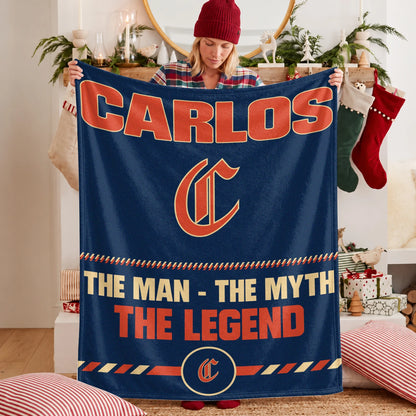 The Man The Myth The Legend Retro Fleece Blanket CARLOS 13K1 BK53