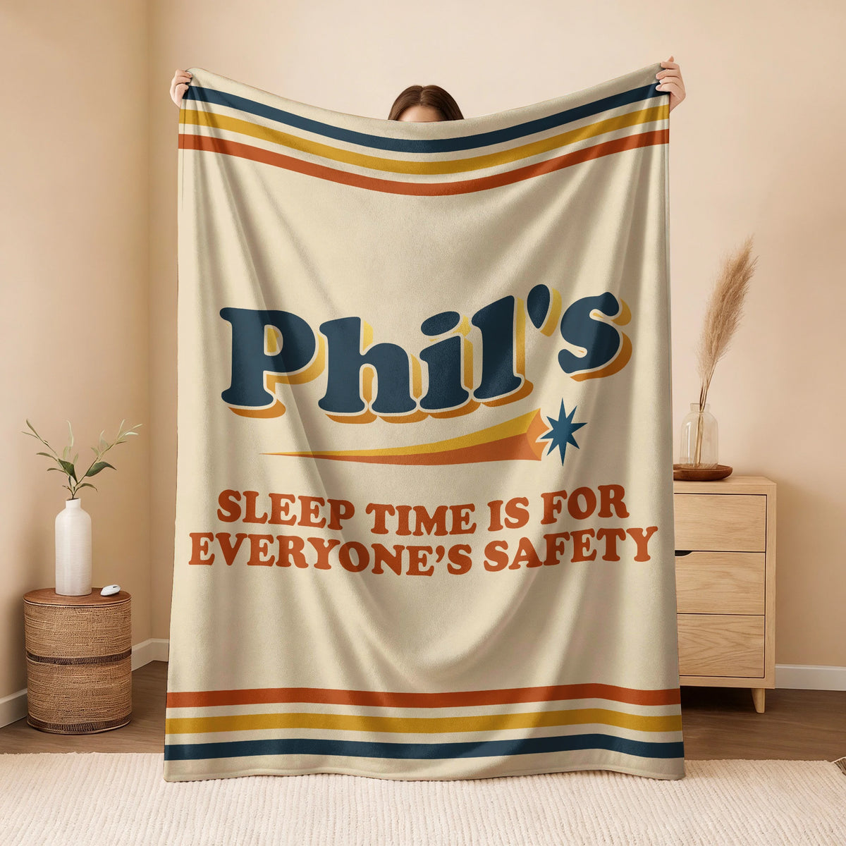 Your Name's Sleep Time Funny Retro Fleece Blanket PHIL 13K1 BK67
