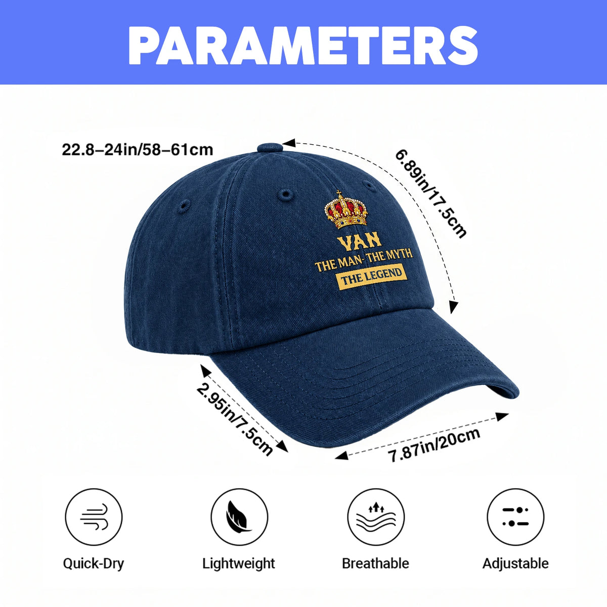 The Man The Myth The Legend King Crown Washed Cap VAN 13K1 C146PF