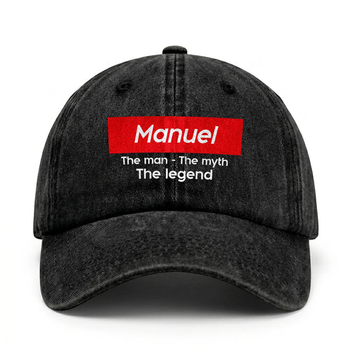 Your Name The Man The Myth The Legend Red Logo Washed Cap MANUEL 13K1 C130PF