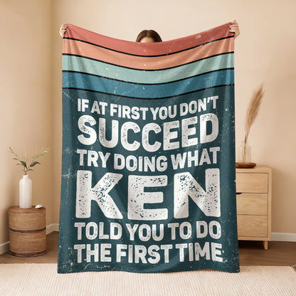 If At First You Don’t Succeed Retro Green Fleece Blanket KEN 13K1 BK29