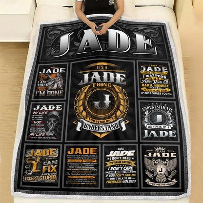 JADE Personalized Blanket | Custom Name Cozy Throw Gift 13K2-BK2