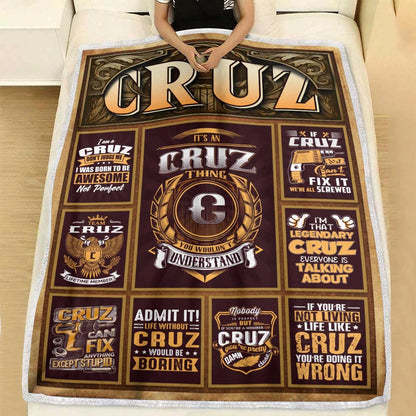 CRUZ Personalized Blanket | Custom Name Cozy Throw Gift 13K1-BK4
