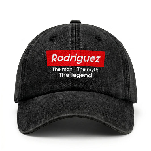 Your Name The Man The Myth The Legend Red Logo Washed Cap RODRIGUEZ 13K1 C130PF