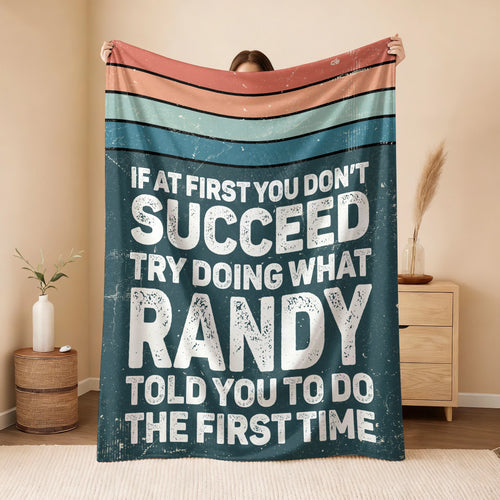 If At First You Don’t Succeed Retro Green Fleece Blanket RANDY 13K1 BK29