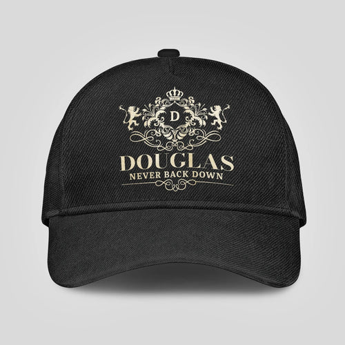 Never Back Down Royal Style Black Cap DOUGLAS 13K1 C179PF