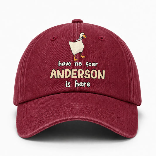 Have No Fear Your Name Is Here Funny Goose Burgundy Washed Cap ANDERSON 13K1 C127PF