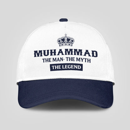 The Man The Myth The Legend King Crown Blue And White Cap MUHAMMAD 13K1 C147PF