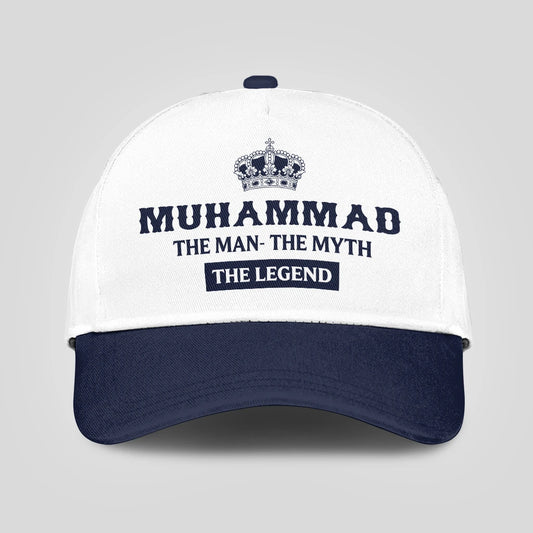 The Man The Myth The Legend King Crown Blue And White Cap MUHAMMAD 13K1 C147PF