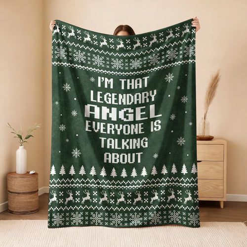 Legendary Your Name Funny Green Christmas Fleece Blanket ANGEL 13K1 BK43
