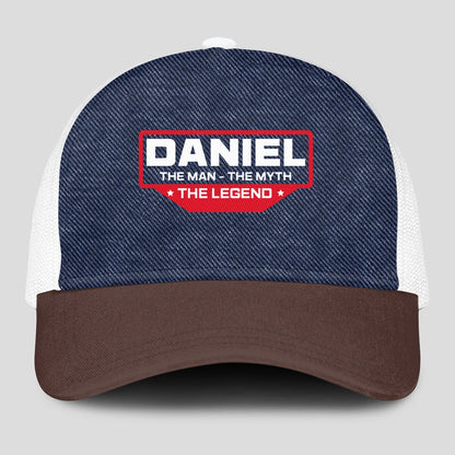 The Man The Myth The Legend Navy Brown And White Mesh Cap DANIEL 13K1 C200PF