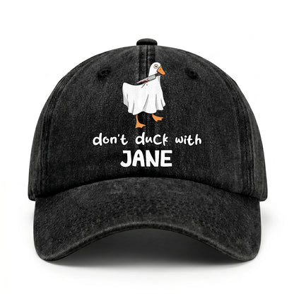 Don't Duck With Your Name Funny Washed Cap JANE 13K1 C129PF
